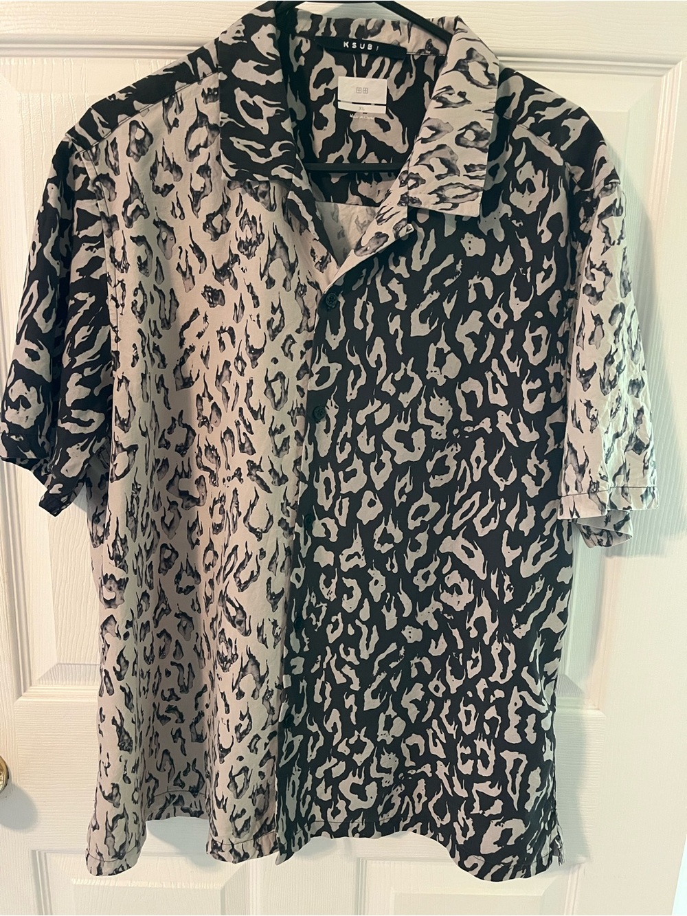 Ksubi Black & White Two-Tone Leopard Print Short Sleeve Shirt